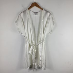 Linea Donatella Satin Lace Short Sleeve Belted Kimono Robe